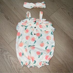 Jessica Simpson Peach Ruffle Onesie and Headband Set